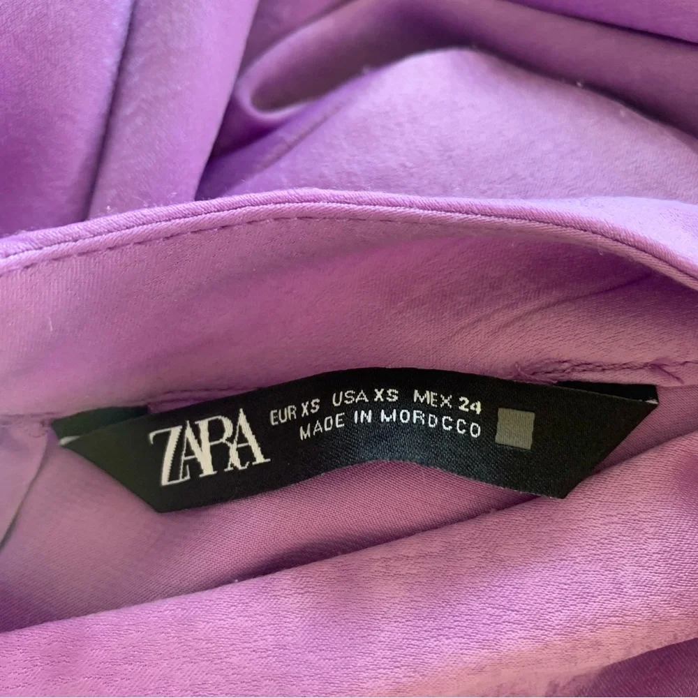 Zara Light Lilac Draped Satin Effect Dress - Picture 15 of 16